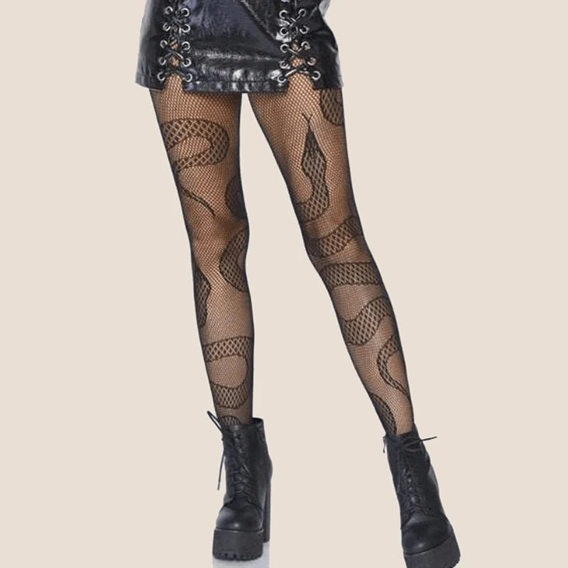 Gothic Fishnet Stockings Lolita Mesh Tights for Women Netting Stockings Y2k Pantyhose with Flower Pattern Leggings Sexy Lingerie