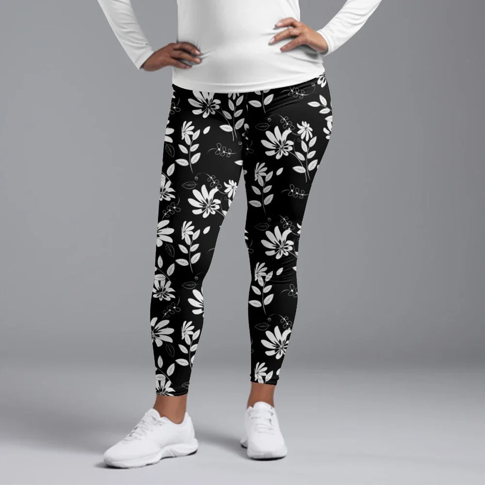 LETSFIND High Quality Fashion Fitness Leggings High Waist 3D Flowers Pattern Digital Print Sexy Casual Trousers Woman's Leggings