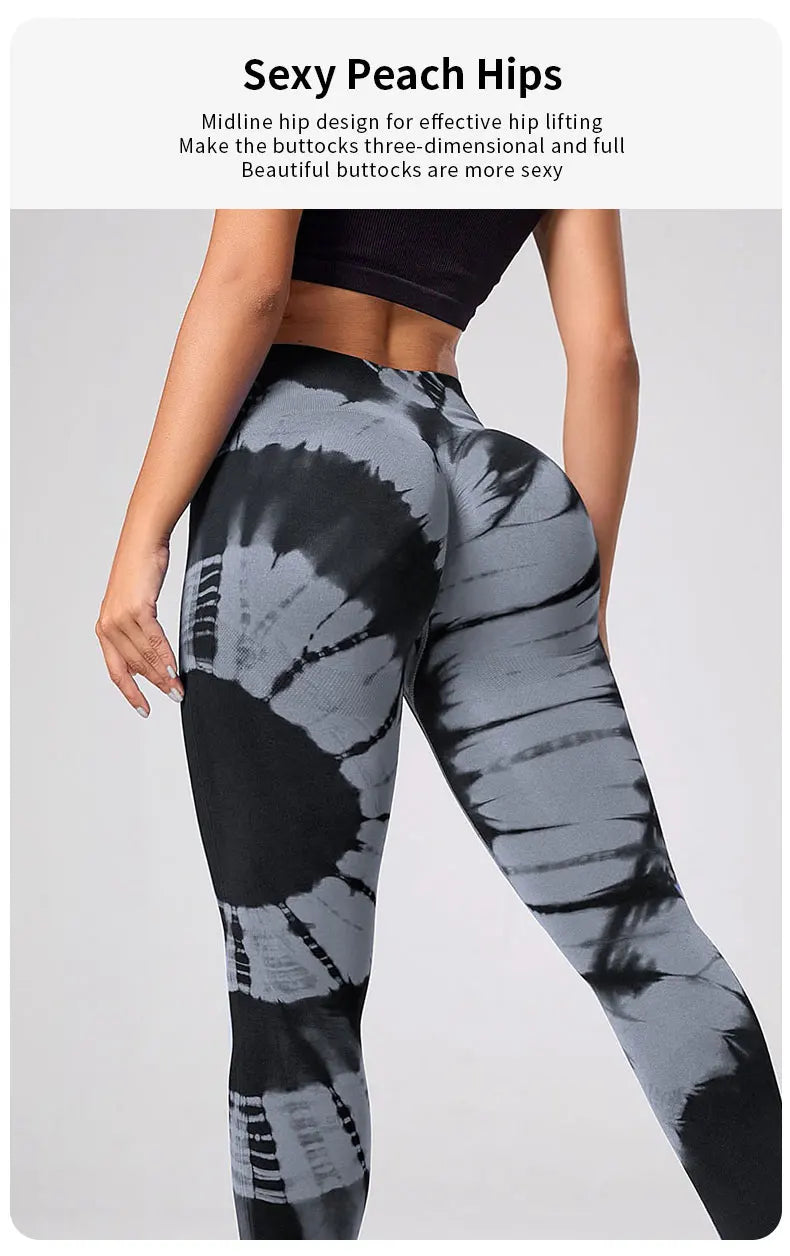 Seamless Leggings for Women Fitness Yoga Pants High Waist Tie Dye Legging Workout Scrunch Butt Lifting Sports Gym Tights Woman