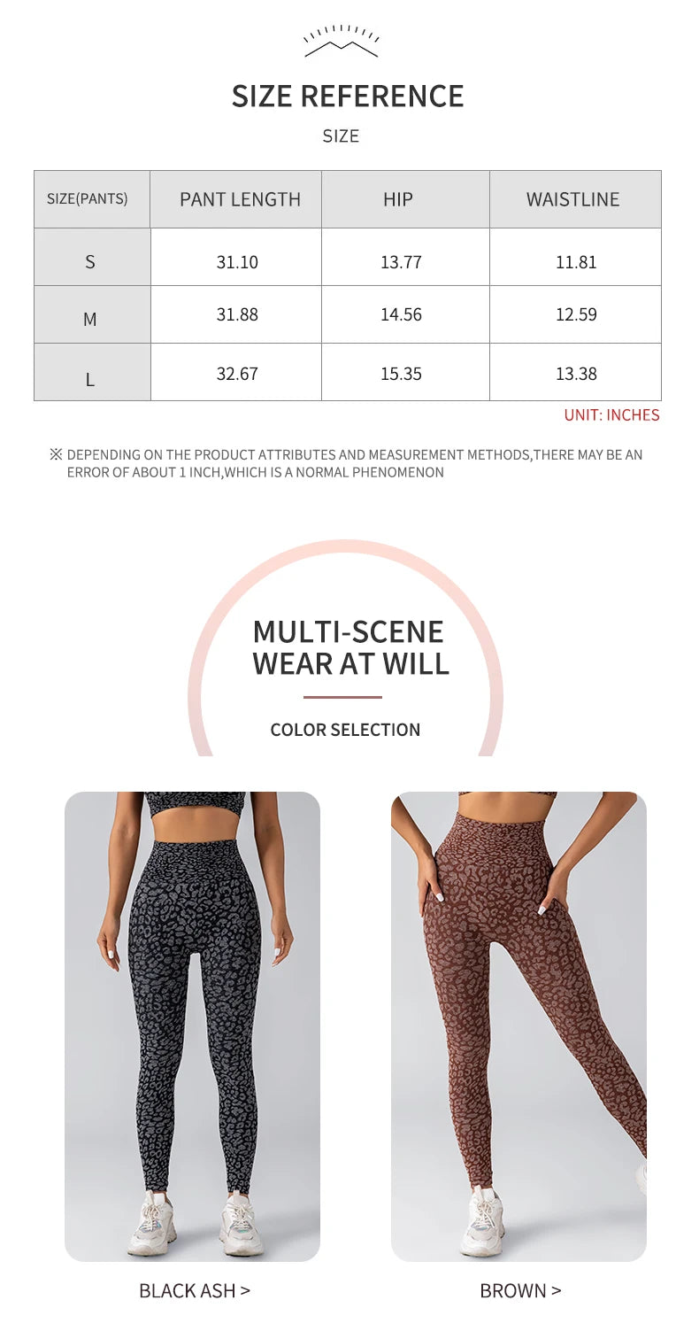 Women's Seamless Leopard Print Yoga Pants with Hip Lifting and High Waist Fitness Pants with High Elasticity