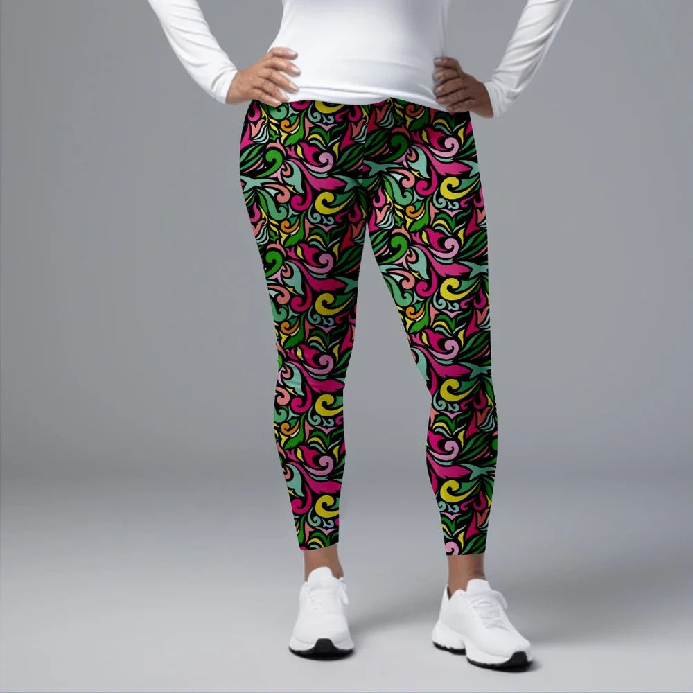 LETSFIND High Quality Fashion Fitness Leggings High Waist 3D Flowers Pattern Digital Print Sexy Casual Trousers Woman's Leggings