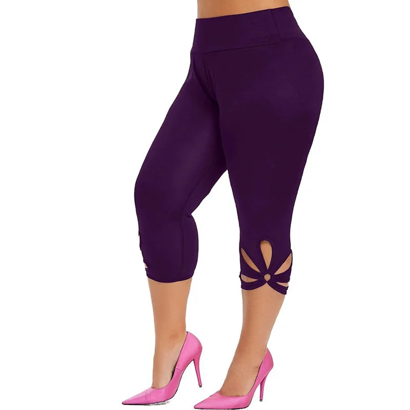 Women's Plus-Size Stretch Essential Legging Summer Elastic Waist Seamless Casual Leggings Short Pants Capri Leggins Mujer