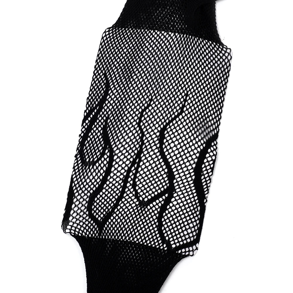 Black Mesh Flame Tight Stocking Women Sexy Seamless Gothic Hot Fishnet Pantyhose Female Slimming Lace Leggings Plus Size