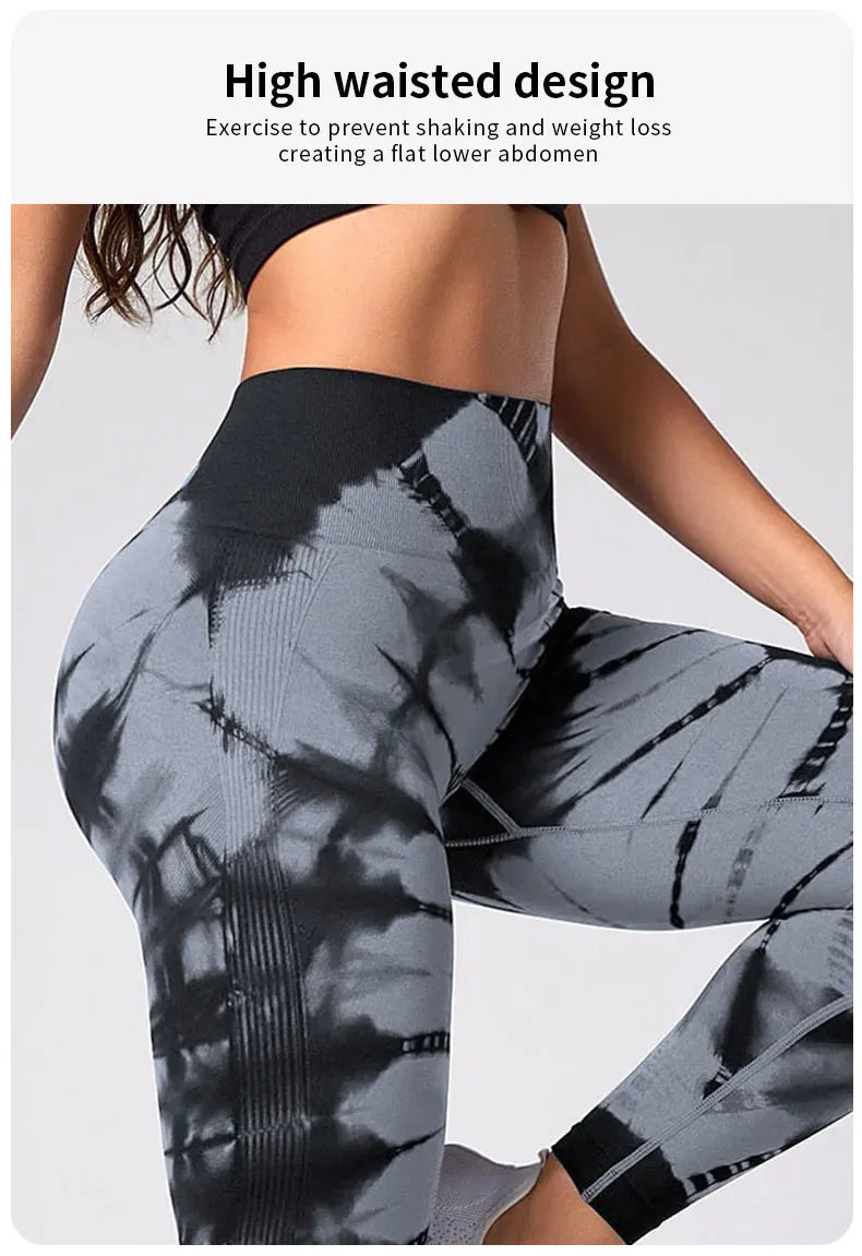 Seamless Leggings for Women Fitness Yoga Pants High Waist Tie Dye Legging Workout Scrunch Butt Lifting Sports Gym Tights Woman