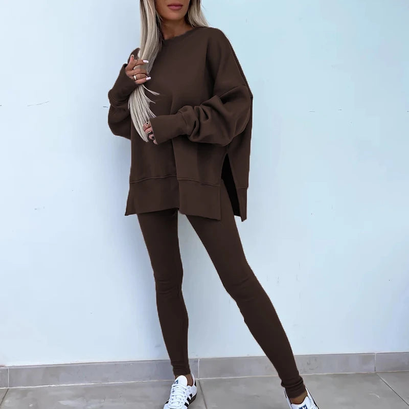 Women Tracksuit Sports Two Piece Set Casual Oversized Sweatshirts And Jogger Pants Set Fleece Sports Suits Workout Outfits Set