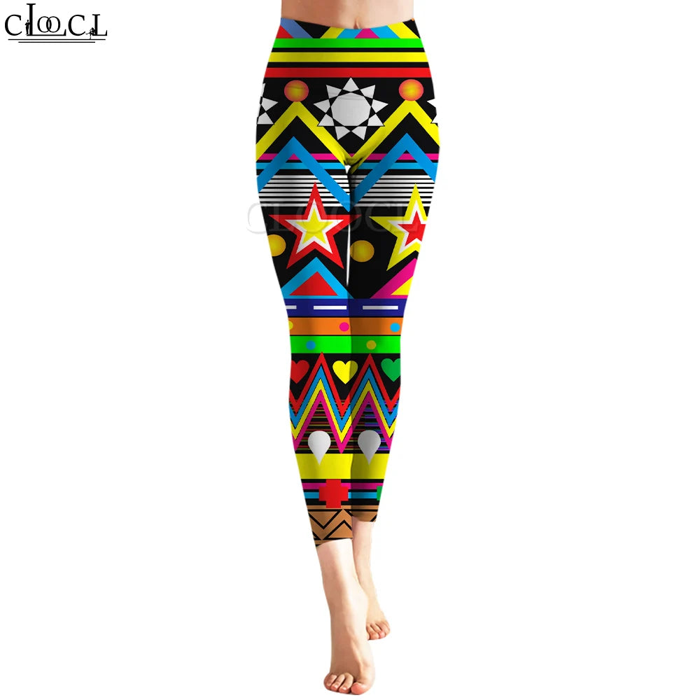 CLOOCL Women Yoga Pants Leggings Tight Trousers Tricolor Curve Pattern Print Sexy Sportswear Y2k Disco Leggings New 2022