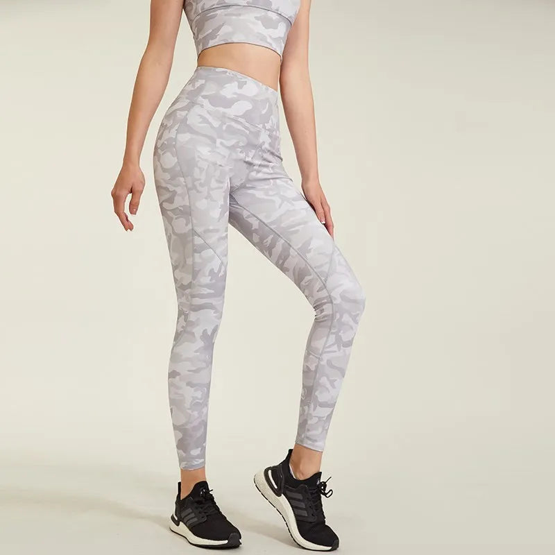 Women Running Camouflage Leggings Hip Lift High Waist Yoga Tie Dye Pants Female Fitness Jogging Trouser Spliced Colors Tights