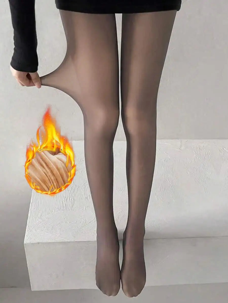 Winter Thermal Stockings Warm Sexy Elastic Translucent Pantyhose High Waist Fleece Thermal Slim Pants Thicken Leggings Tights