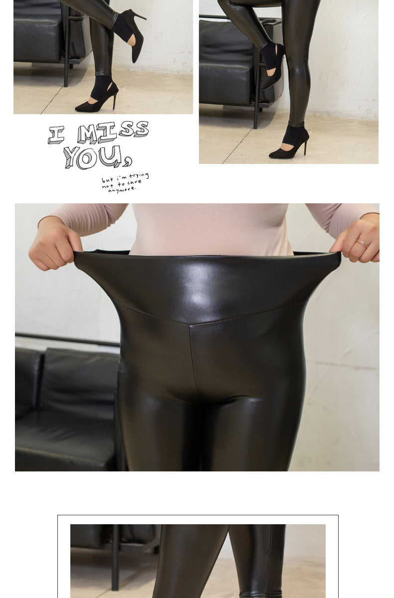 PU Imitation Leather Plus Size Leggings Black Leggings Women Clothing 5xl Plus Size for Women Womens Trousers Leggings fat thick