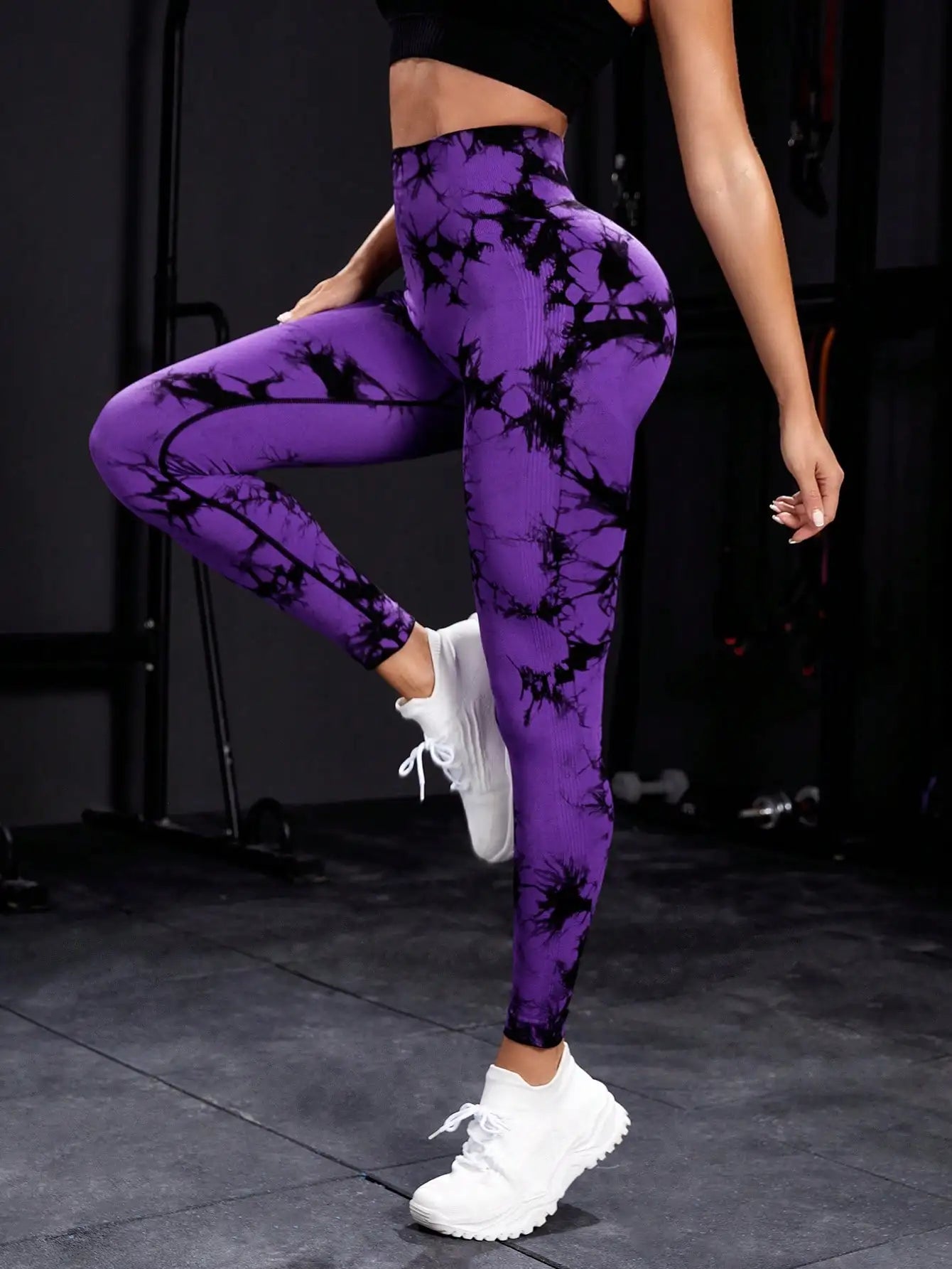 Woma Yoga Trendy Tie Dye Yoga Tights Seamless High Stretch Tummy Control Gym Leggings Seamless Tie Dye Leggings 2023 New