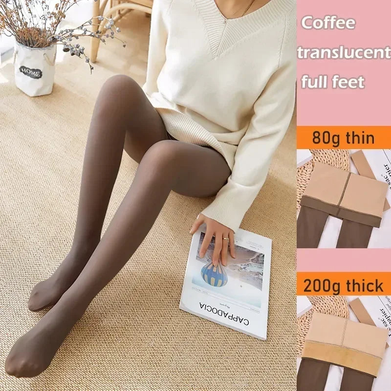 Polar Skin Sock Pantyhose Thick Winter Effect Translucent Tights Velvet Pants Thermal Leggings Stockings Plush Pantys Warm