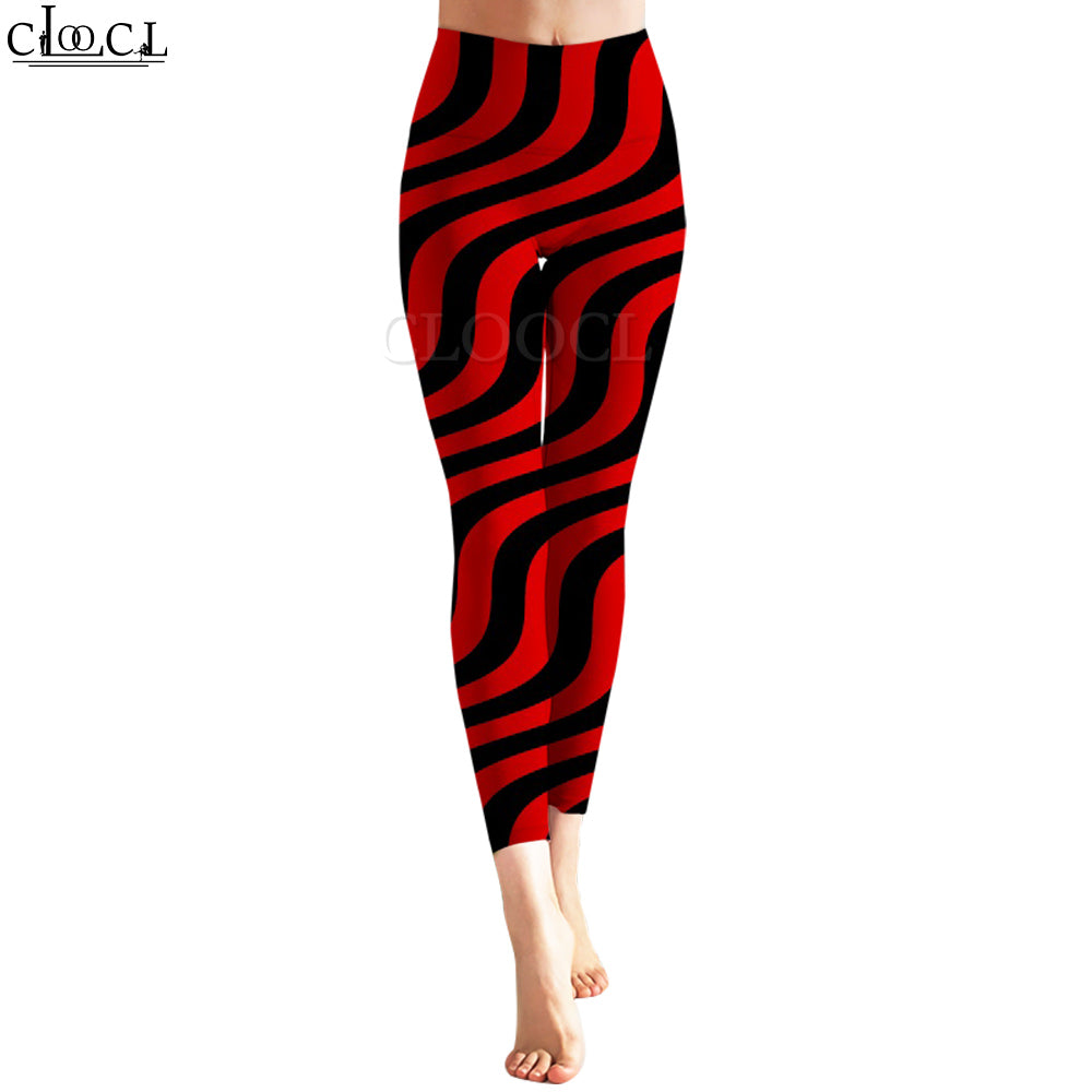 CLOOCL Women Yoga Pants Leggings Tight Trousers Tricolor Curve Pattern Print Sexy Sportswear Y2k Disco Leggings New 2022