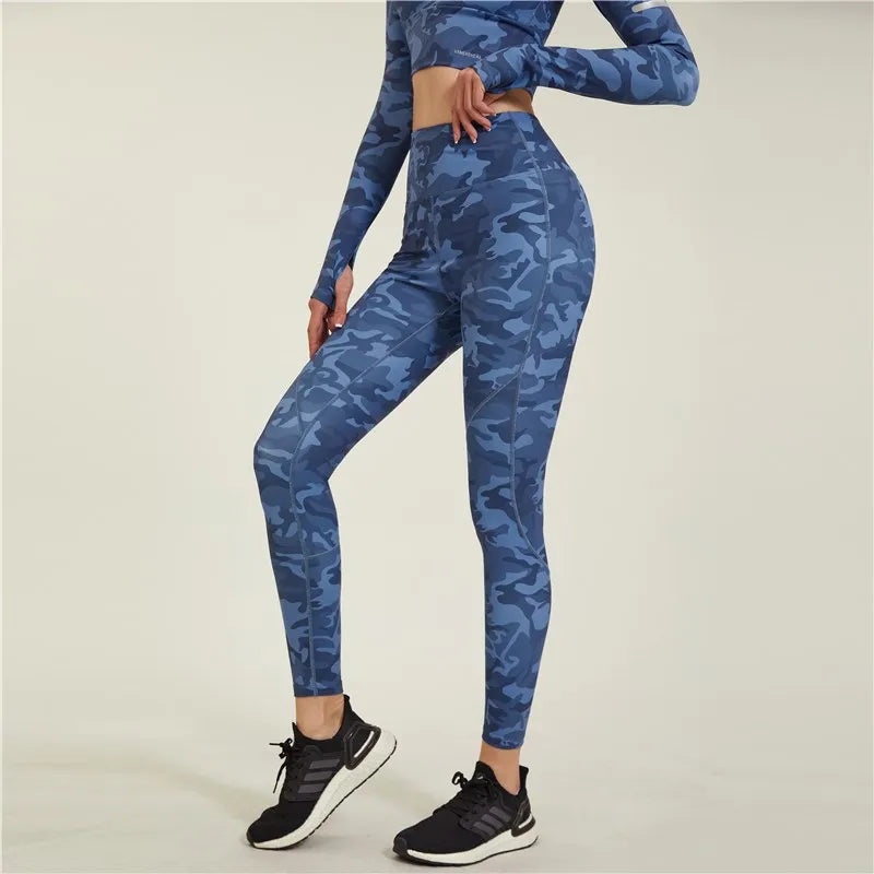 Women Running Camouflage Leggings Hip Lift High Waist Yoga Tie Dye Pants Female Fitness Jogging Trouser Spliced Colors Tights