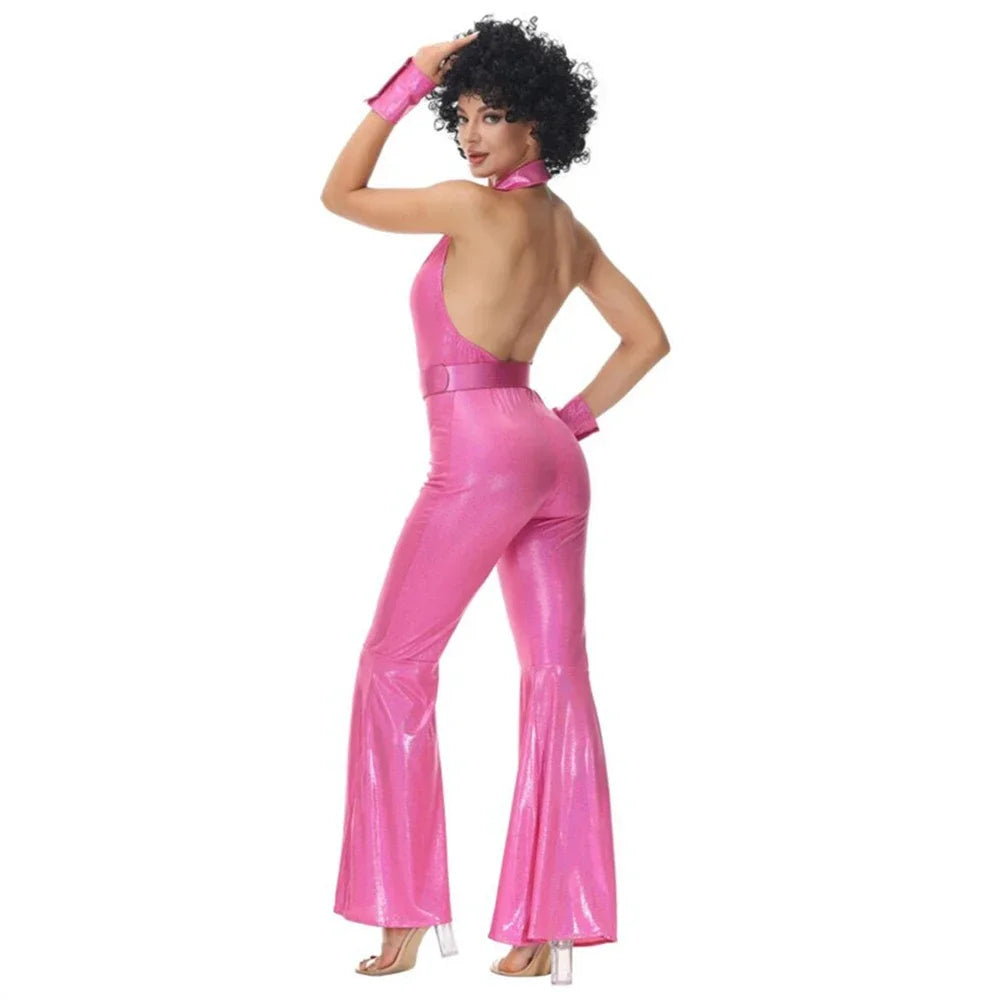 Women sexy rock disco hippies cosplay costumes adult Halloween 70's 80's hippies dance outfits party fancy dress