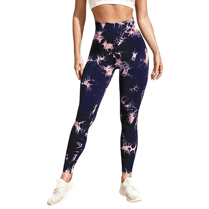 Sexy Women Gym Yoga Leggings High Waist Push Up Leggins Tie-dye Seamless Fitness Workout Leggins Sports Tights Running Pants