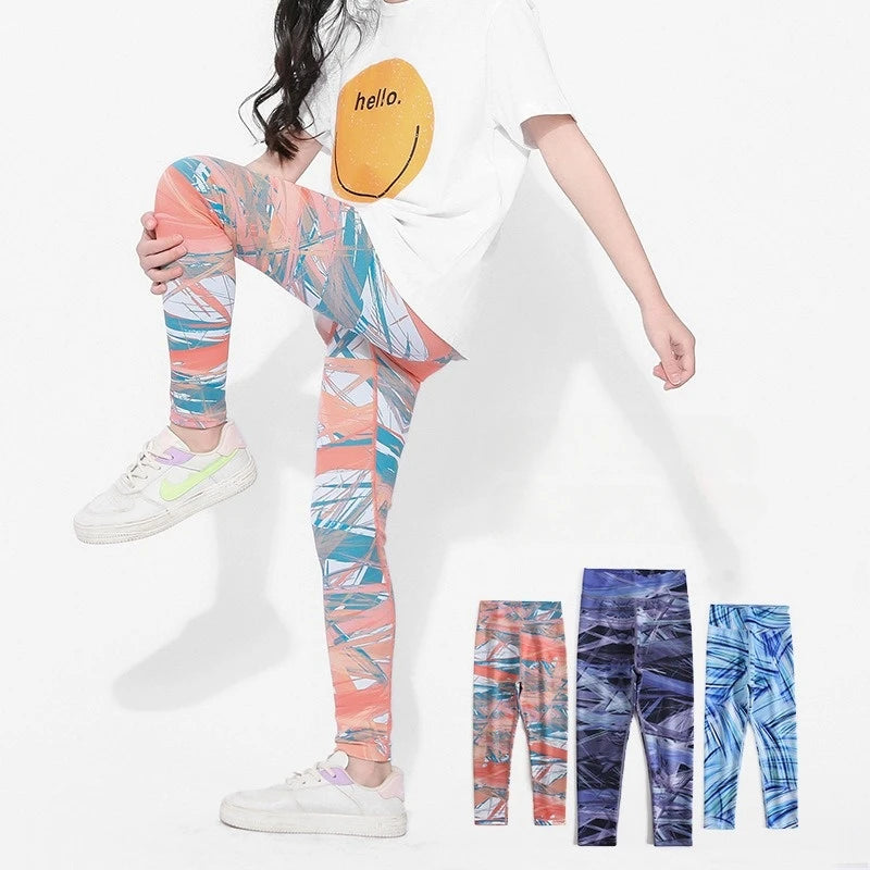 Baby Girls Yoga Leggings Spring Printed Girl Sports Tights Trouser Running Pencil Slimming Pants Toddler Leggings Kids Trousers