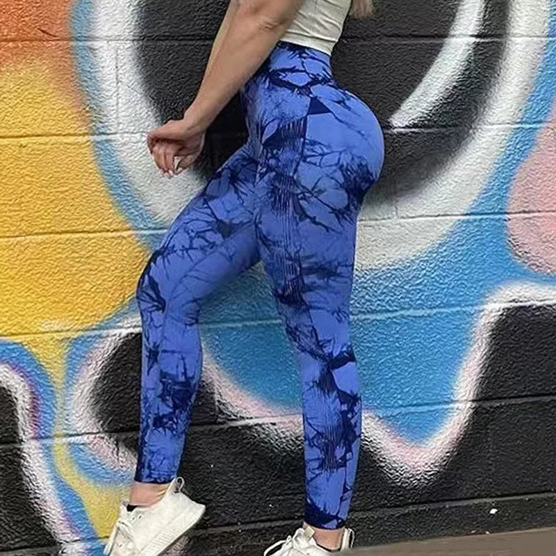 Sexy Women Gym Yoga Leggings High Waist Push Up Leggins Tie-dye Seamless Fitness Workout Leggins Sports Tights Running Pants