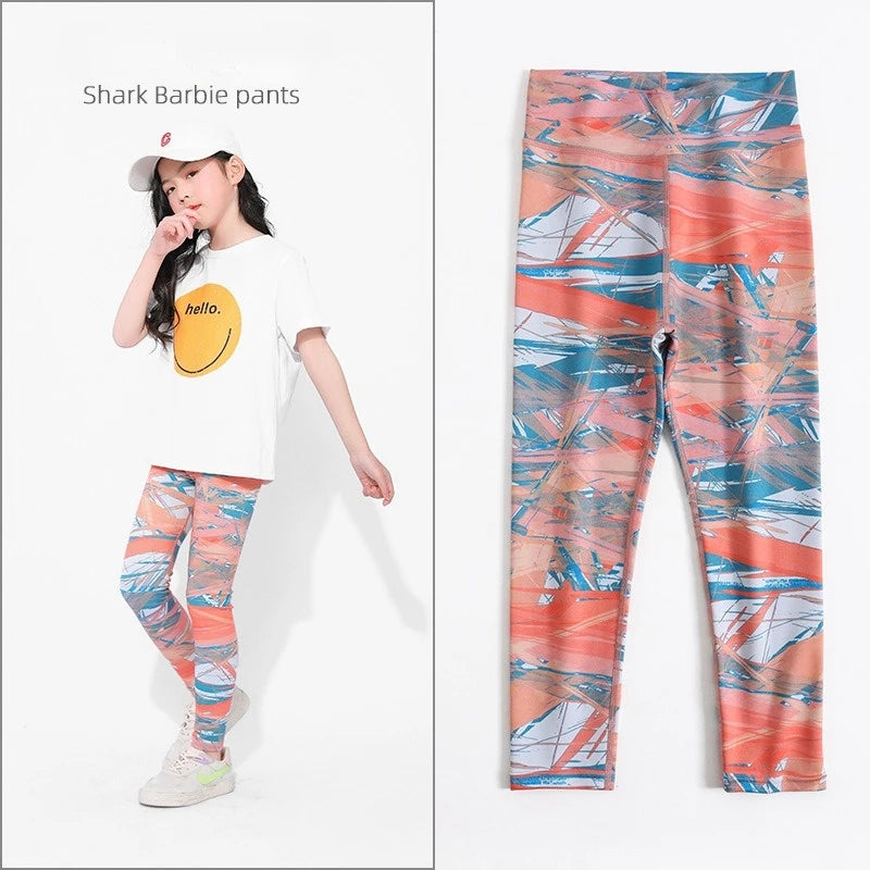 Baby Girls Yoga Leggings Spring Printed Girl Sports Tights Trouser Running Pencil Slimming Pants Toddler Leggings Kids Trousers