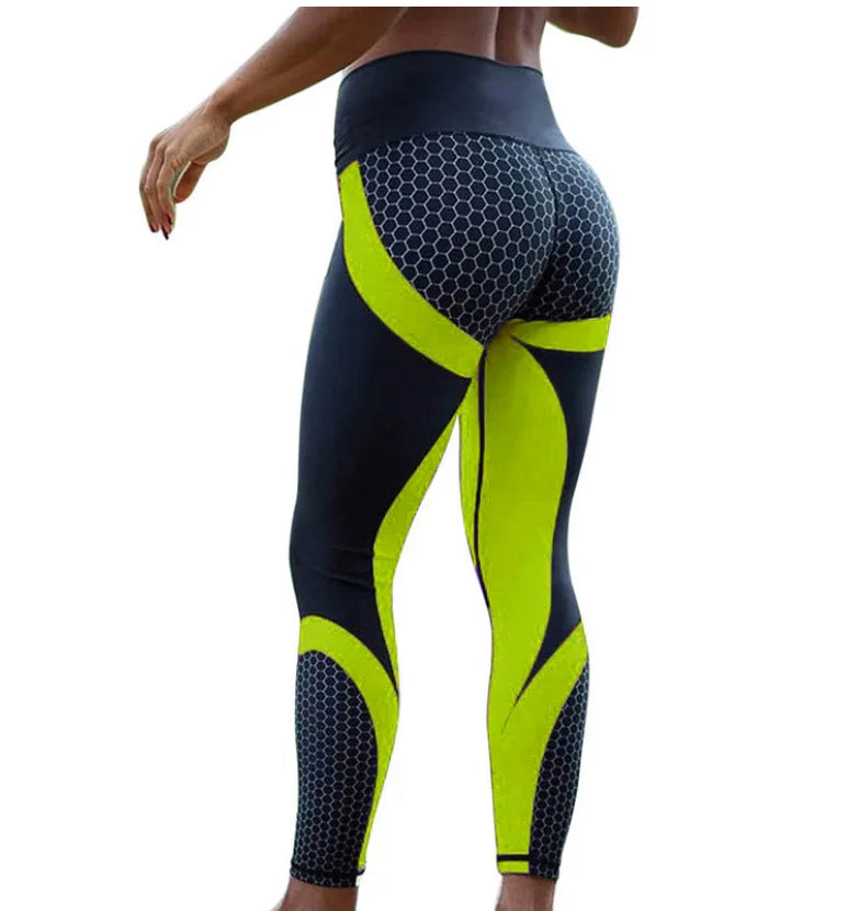 Honeycomb digital printing nine points sport trousers Fashion Women's Yoga Pants High waist tight hips casual Leggings