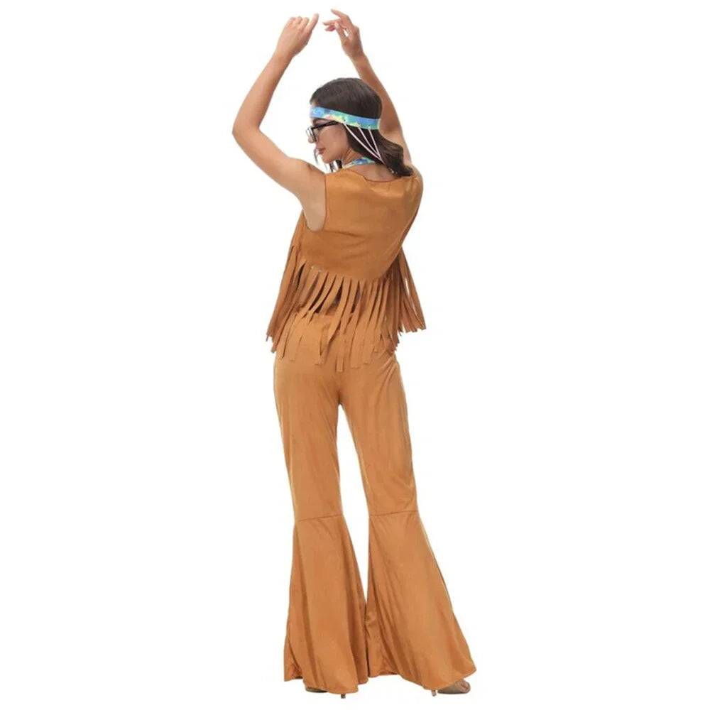 Women sexy rock disco hippies cosplay costumes adult Halloween 70's 80's hippies dance outfits party fancy dress