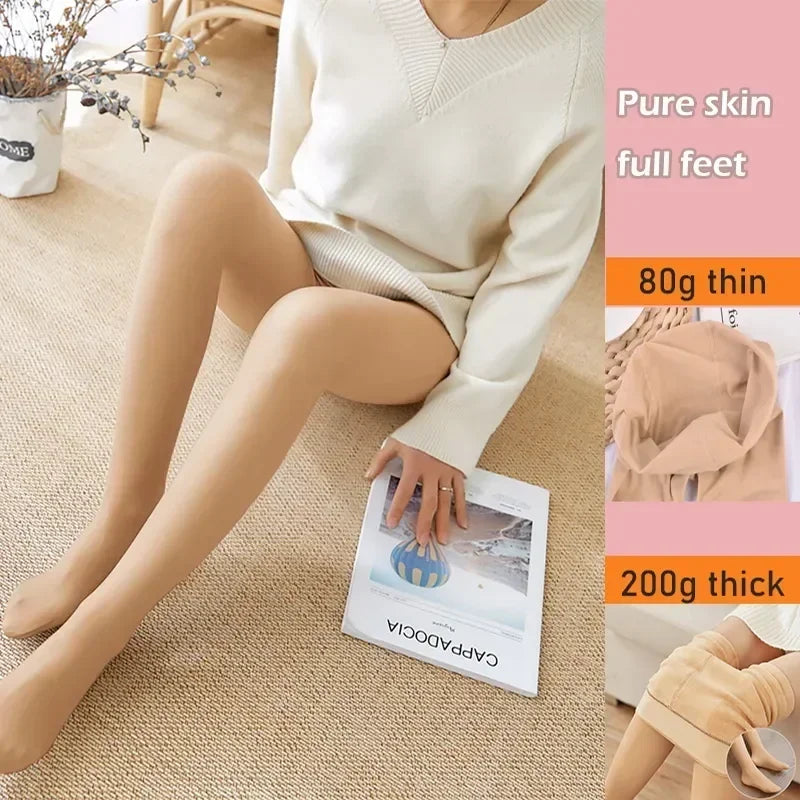 Polar Skin Sock Pantyhose Thick Winter Effect Translucent Tights Velvet Pants Thermal Leggings Stockings Plush Pantys Warm