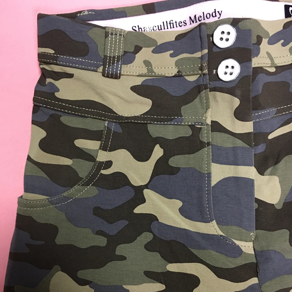 Shascullfites Camouflage Leggings for Women Casual Leggings for Fitness Push-up and Butt Lift Silicone Shapewear